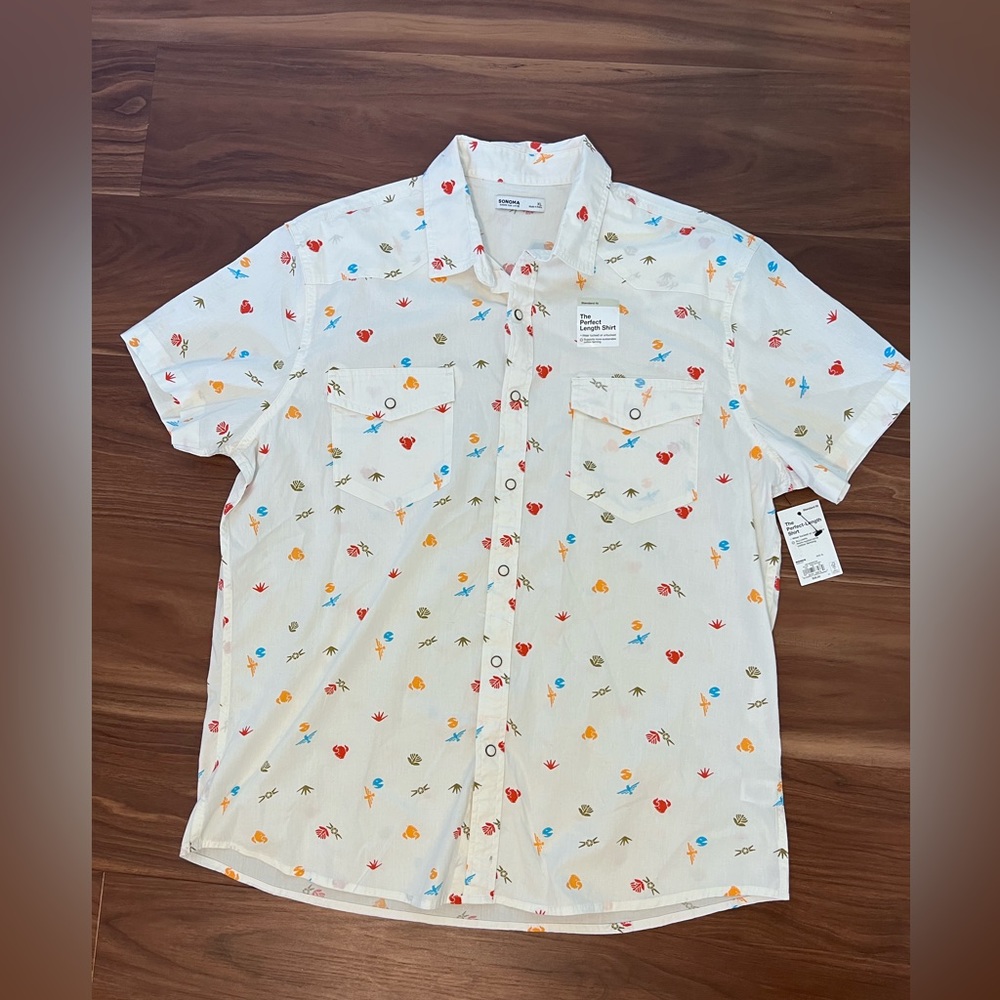 Sonoma Men's Button Down Shirt Short Sleeve XL